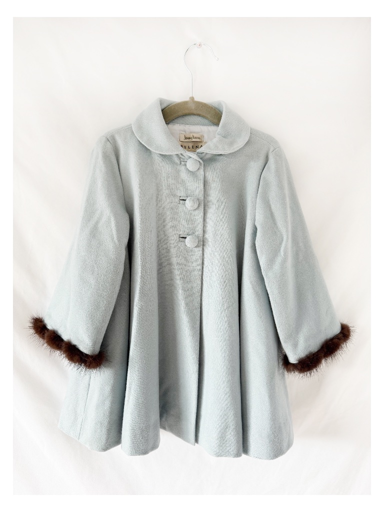 2t Wool Princess Coat With Mink Fur Cuffs Helena / Neiman Marcus